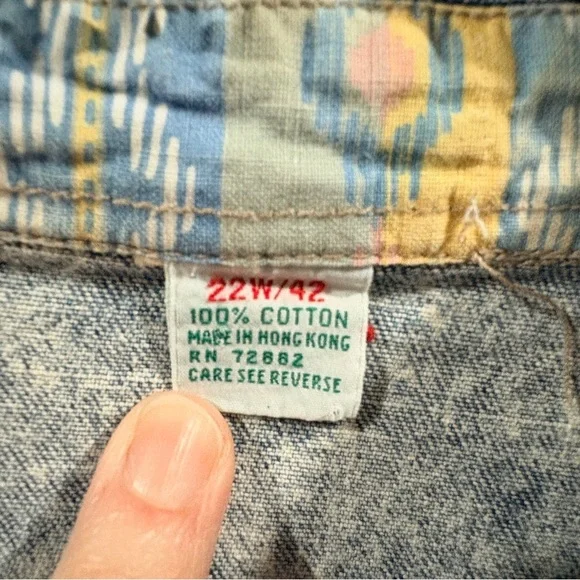 Vintage Acid Wash Denim Shirt Boho Western Size 22W Aztec Pocket - Picture 5 of 5